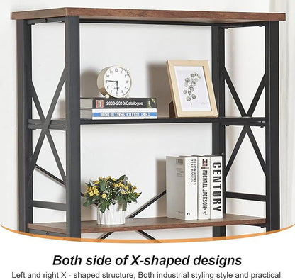 HOMBAZAAR 5 Tier Bookshelf, Tall Book Shelf with Metal Frame and Open Shelves, Rustic Bookshelves and Bookcases, Heavy Duty Bookcase for Living Room, Bedroom and Home Office, Brown