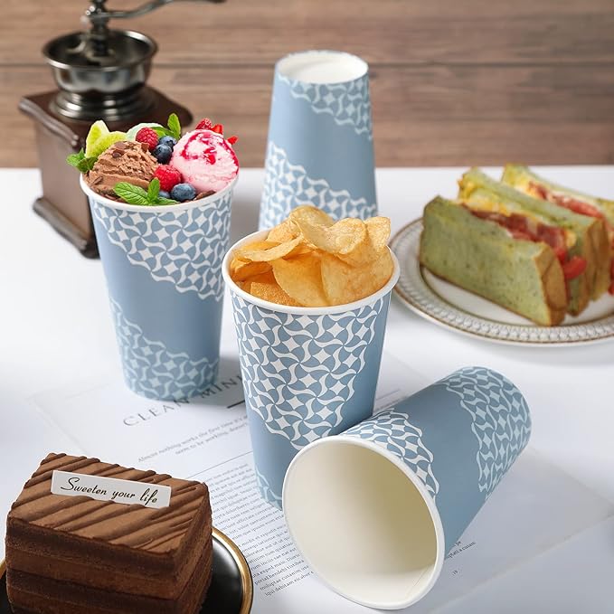 MUCHII 16 oz Paper Coffee Cups, Disposable Paper Cups 210 Count, Disposable Paper Cups for Hot Beverage, Paper Drinking Cups Big for Home use, Office, Restaurant and Events