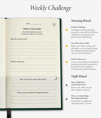 The Original Gratitude Journal for Men 2026 & Women Uplifting Quotes & Prompts for Happiness & Positive Mindset - Daily Journal for Affirmation, Reflection & Mindfulness - Premium Green Cover