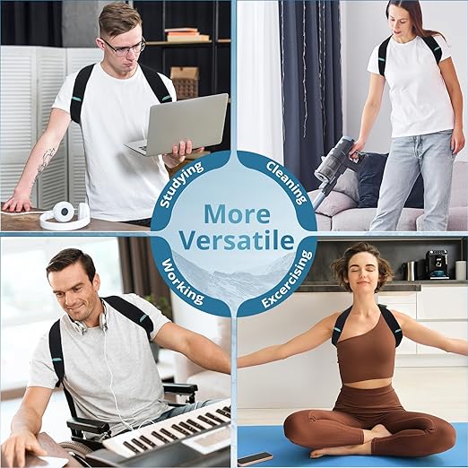 Adjustable Posture Corrector for Men & Women – Upper & Mid Back Brace for Posture Alignment – Relieves Neck, Shoulder & Clavicle Pain – Lightweight, Breathable & Invisible Under Clothing（Chest Size 30”-43”）
