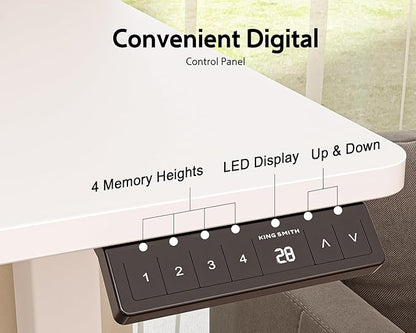 55x24 Inches Electric Standing Desk with Drawer and Monitor Stand, Height Adjustable Stand up Desk for Home Office, Ergonomic Sit to Stand Table with Phone Holder, 3 Hooks, White