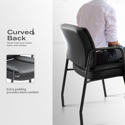 JUMMICO Office Guest Chair Reception Chair for Office Reception Lobby PU Leather Waiting Room Chair with Armrests Executive Office Chair Upholstered Set of 2