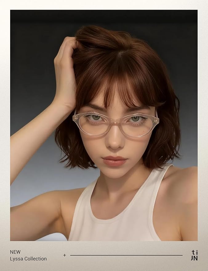TIJN Olisa Blue Light Blocking Glasses for Women Men,Oval Glasses Frame Bluelight Glasses for Gaming/Computer/Screen