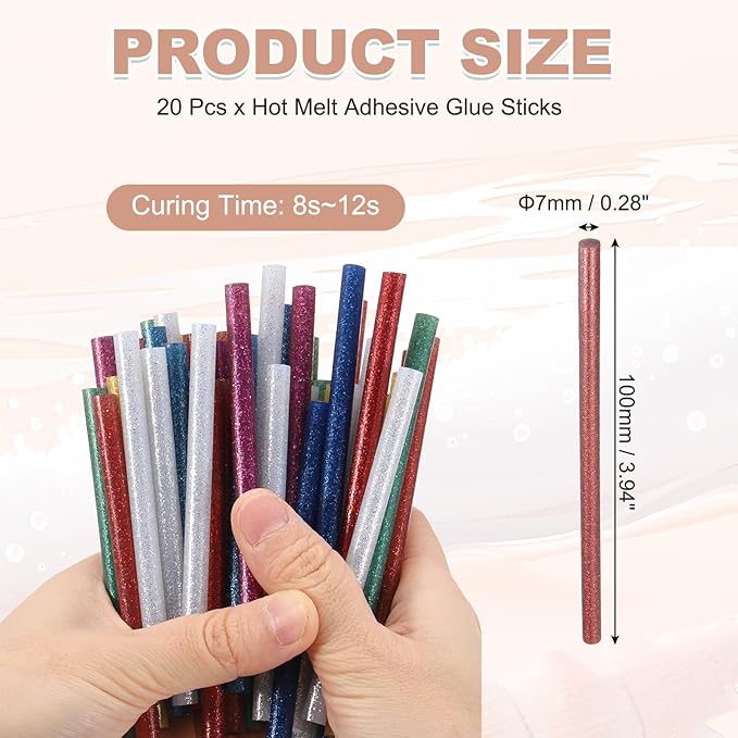 PATIKIL Hot Glue Sticks for Glue Gun, 20 Pcs Colored Hot Melt Adhesive Bulk Sticks for DIY Craft Projects Art Decoration Home Repairs, Dark Red (3.9" x 0.28")