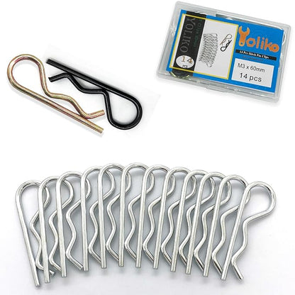 14 Pcs Heavy Duty Hitch Pins Clip R Clips Spring Retaining Wire Hair Pins Cotter Pin Strong Spring Tension Large Carter Pin R clip large for trailer Tractor Mower Carts Truck GalvanizingM3x60mm