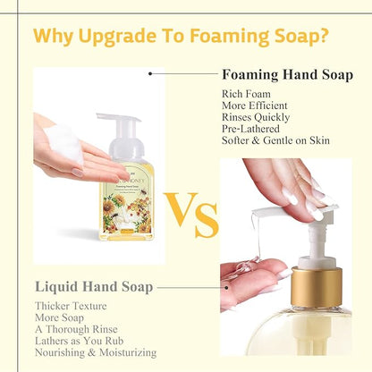 ROMIIE ZOI Foaming Hand Soap Refill Gift Set – Honey & Milk Scent – 3 Pack (1000ML Each) with Dispenser – Gentle & Moisturizing Plant-Based Formula – Bulk Refill Bottles for Bathroom & Kitchen Use