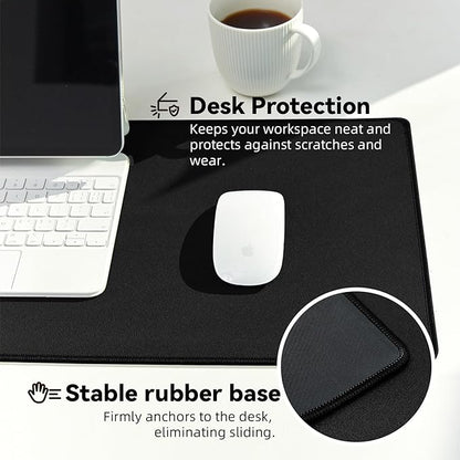 Large Gaming Mouse Pad with Durable Stitched Edges, Non-Slip Rubber Base, Black Mousepad Mouse Mat Desk Pad for Home Office Gaming, 35.4''x15.7''x0.12'', Black