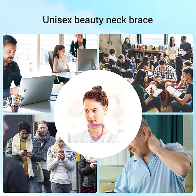 360°Adjustable Neck Brace - Cervical Collar with Neck Stretcher | Neck Orthotics for Forward Head Posture Correction and Cervical Spine Support and Alleviating Pressure (Pink)