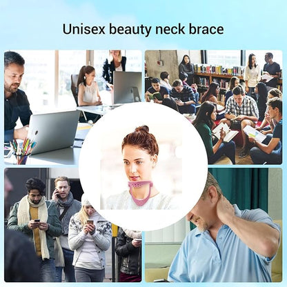 360°Adjustable Neck Brace - Cervical Collar with Neck Stretcher | Neck Orthotics for Forward Head Posture Correction and Cervical Spine Support and Alleviating Pressure (Pink)
