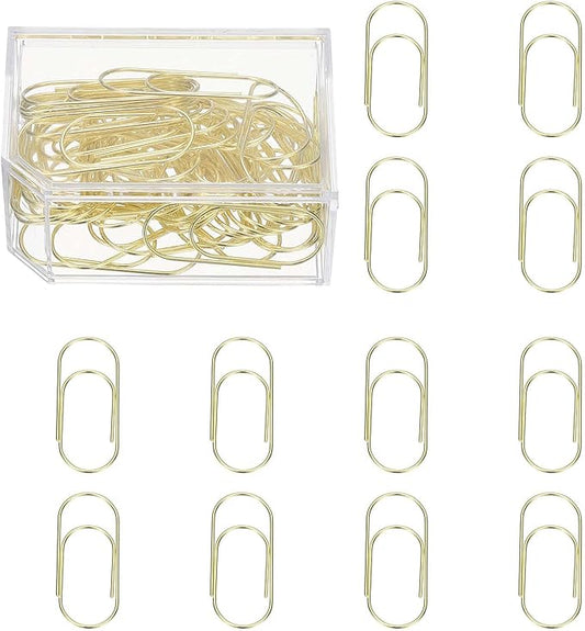 PATIKIL 50 Pcs Paper Clip, 2inch Non-Skid Metal Paper Clamp Clips Large for Office Supplies Craft Scrapbook Document Note Sorting, Electroplating, Gold