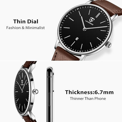 BEN NEVIS Watch, Mens Watch, Minimalist Fashion Simple Wrist Watch Analog Date with Leather Strap