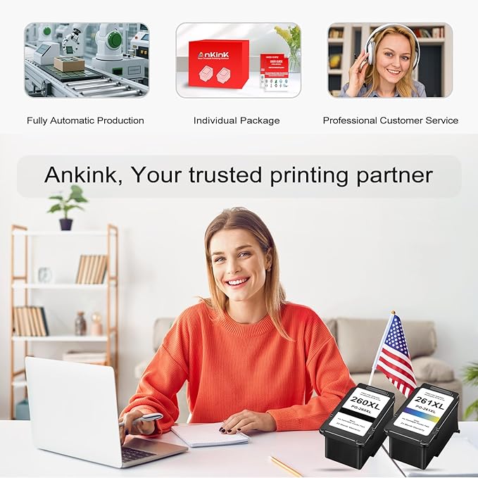 Ankink Compatible Ink Cartridge Replacement for Canon 260 260XL PG260 XL PG 260 Black Cartridges for Cannon TR7020a TR7022 TS6400 TS6420 TS6420a TS5300 TS5320 All in One Printer (2 Black)