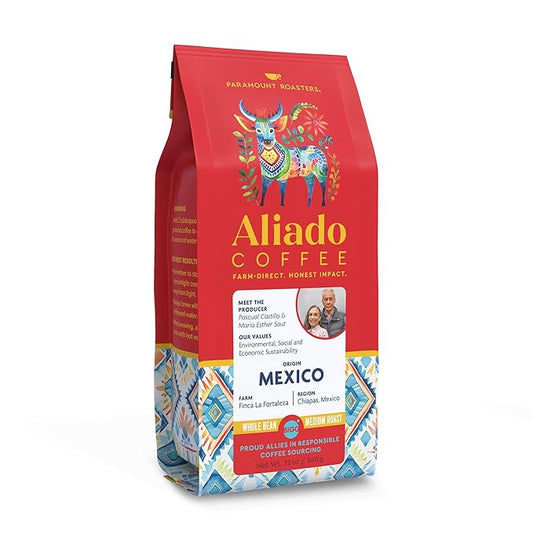 Paramount Roasters Aliado Farm-Direct Finca LaFortaleza 12oz Whole Bean Coffee, Single Origin from Chiapas, Mexico – Smooth Medium Roast, 100% Arabica
