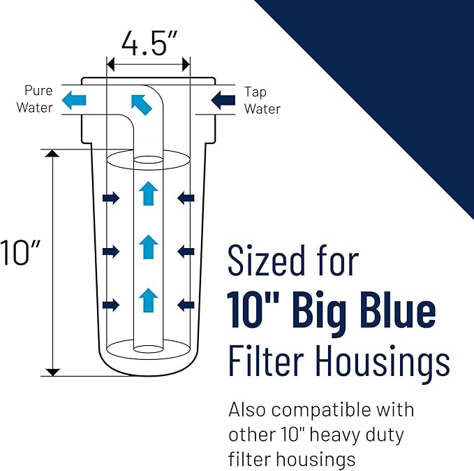 Pentair Pentek DGD-7525 Big Blue Water Filter, 10-Inch Whole House Sediment Filter Cartridge Replacement, Dual-Gradient Density Spun Polypropylene, 10" x 4.5", 25 Micron, Pack of 1