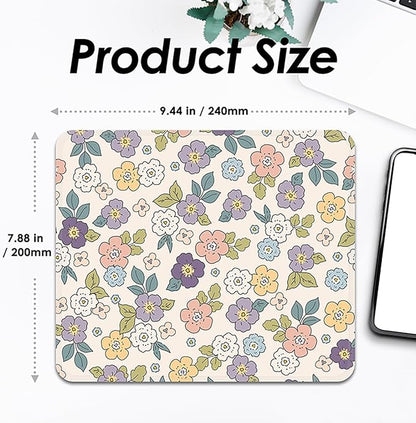 Square Mouse Pad with Stitched Edge, Premium Mousepad Washable Cloth. Computer Mouse Pad with Non-Slip Rubber Base, Mouse Pads for Computers Laptop Mouse 9.25x7.75x0.12 inch-Flower5
