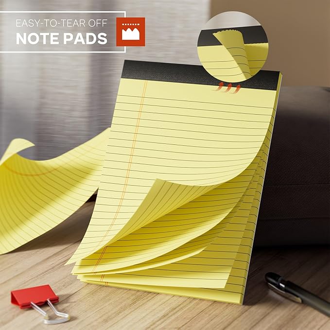 5x8 Note Pads, Small Legal Pads 5x8 Yellow, College Ruled, Small Writing Pads, 4 Pack, 5 x 8 Note Pads, Premium Thick Yellow Paper Note Pads 5x7, 30 Sheets per 5x8 Legal Pad, Lined Writing Note Pad