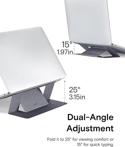 MOFT Laptop Stand for Desk, Adhesive MacBook Computer Stand with 2 Adjustable Viewing Angles, Foldable and Portable Laptop Riser Compatible with 11"-16" Laptops, Starry Grey(Adhesive Version)