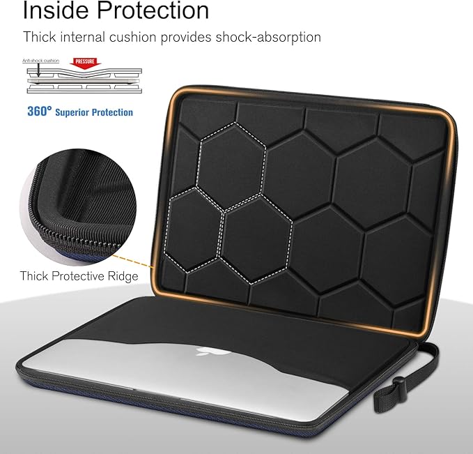 FINPAC Hard Laptop Sleeve Case for 13 inch MacBook Air M4 2025 M3 2024, 14 inch MacBook Pro M4/M3/M2/M1 A2918 A2992 A2779 A2442, 13'' Air/Pro, Waterproof Case for Dell, Surface Laptop, HP, Acer, Navy