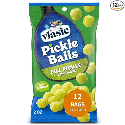 Vlasic Pickle Balls, Dill Pickle Flavored Corn Puffs, Stocking Stuffer, 2 oz. (Pack of 12)
