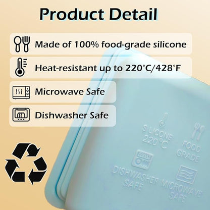 2 Packs Silicone Snack Containers with Lids, Reusable Food Storage Containers (Yellow+Pink)