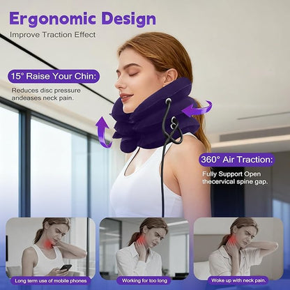 Neck Stretcher,Inflatable Cervical Traction Neck Device,Neck Relief Tool,Adjustable Cervical Brace,Home Use Neck Decompression (Purple)