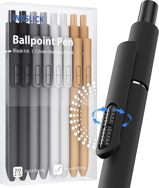 8 Pcs Black Ballpoint Pens - 1mm Medium Point Black Ink Pens | Smooth Writing Ball Point Pen for Men Women (Classic-8 pcs)