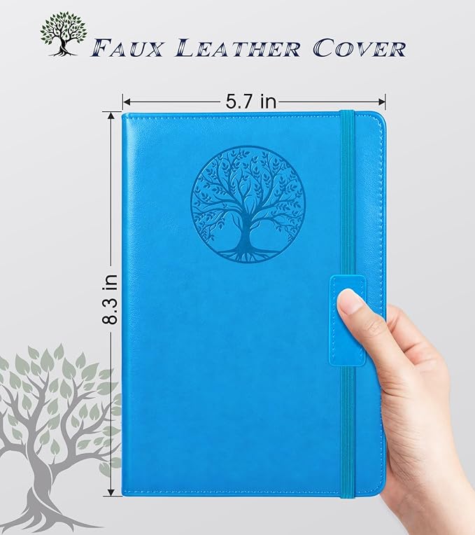 Biuwory A5 Lined Journal Notebook – 256 Pages, Hardcover Faux Leather, Blue
