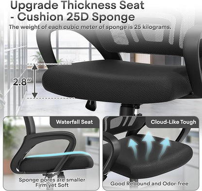 Athena Collection Office Chair - 330Lbs, 2 Packs Breathable Mesh Desk Chair Thickness Cushion with Lumbar Support & Armrest, Rolling Swivel Adjustable Tilt Lock for Home Office/Gaming, Bedroom Study