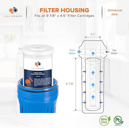 Aquaboon 5 Micron 10x4.5 Carbon Block Water Filters Whole House CTO Water Filter Replacement Cartridge Compatible with FXHTC, CB-BB-10, EP-BB, 12-Pack