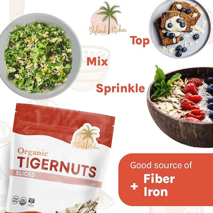 Skyland Kitchen Organic Sliced Tigernuts, Nut-Free, Raw Snack, Gluten-Free, Vegan, Paleo Friendly, High Fiber, Non-GMO 4 x 12oz (Pack of 4)