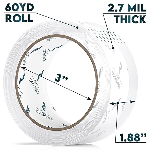 Packing Tape Clear Packaging Refill No Noise Heavy Duty Shipping Adhesive Quiet Dispenser Moving Supplies Boxes Mailing Strong Sealing Boxing Office Silent 60 Yds x 1.88" Wide x 2.7 Mil Thick 6 Rolls