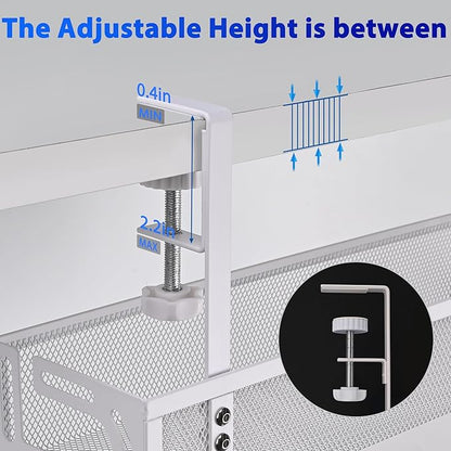 Under Desk Cable Management Tray – No Drill Cord Organizer & Power Strip Holder – Wire Cable Tray for Home Office Desk Setup (L-White)