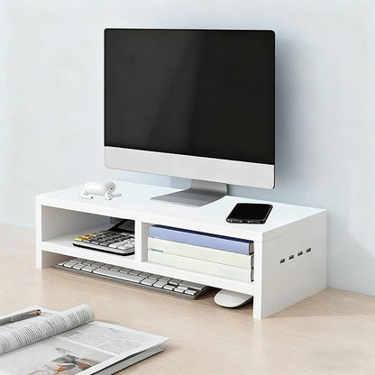 Monitor Stand, with Sleek Modern Design, 50x20x13cm, Monitor Stand Riser, Wireless Charging Desk Organizer, Ergonomic Height, for Multitasking and Desktop Organization