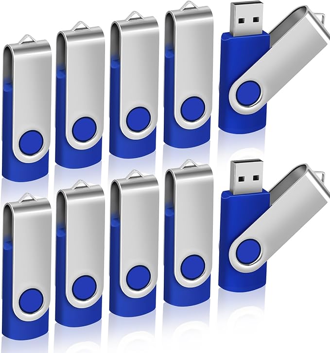 Generic10 Pack 32GB USB Flash Drive, Thumb Drives Memory Stick Swivel Jump Drive for Home & Office Use (10Pack Blue, 32GB)
