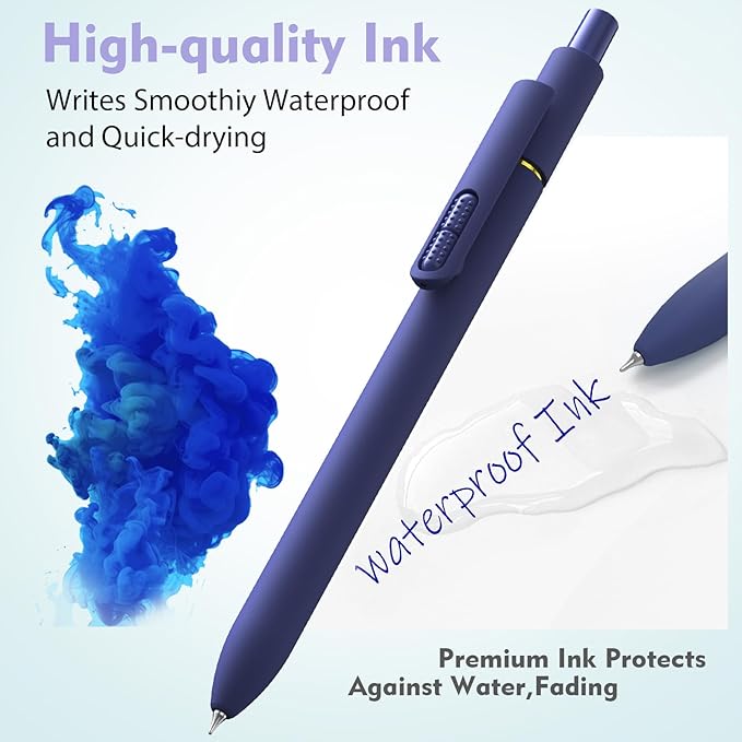 8 Pack Blue Ink Gel Pens，Quick-Dry 0.7mm Fine Point Fidget Pens for Smooth Writing, Journaling & Drawing, Aesthetic Morandi Color Pens for Women, School & Office Supplies (Vintage Blue Ink)