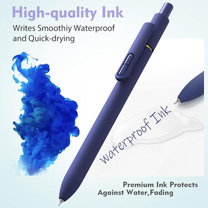 8 Pack Blue Ink Gel Pens，Quick-Dry 0.7mm Fine Point Fidget Pens for Smooth Writing, Journaling & Drawing, Aesthetic Morandi Color Pens for Women, School & Office Supplies (Vintage Blue Ink)