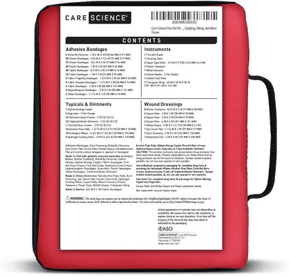 Care Science First Aid Kit All Purpose, 300 Pieces | Professional Use for Travel, Work, School, Home, Car, Survival, Camping, Hiking, and More