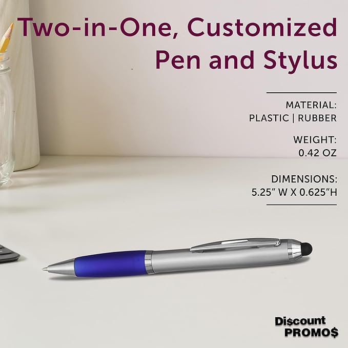 DISCOUNT PROMOS 10 Stylus Ballpoint Pens in Assorted Colors Pack - Two in One, Ergonomic, Black Ink - Assorted