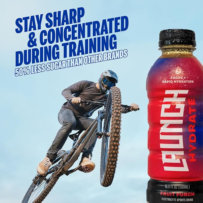 Sports Drink - Real Cane Sugar, Half the Sugar, 3x Electrolytes, Cognizin® for Focus, Vitamin B12 Energy Boost, L-Alanyl & L-Glutamine Hydration Formula, No Artificial Sweeteners, Colors, or High Fructose Corn Syrup – Fruit Punch Flavor – Trusted by Pe...
