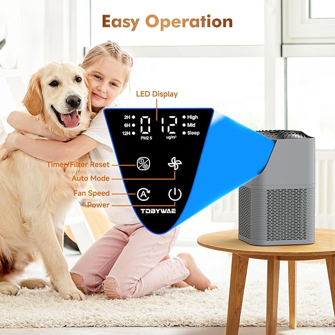 Air Purifiers for Home Large Room up to 1750 Sq Ft, H13 True HEPA Filter Air Purifiers for Bedroom, 25dB Quiet with Fragrance Diffuser for Home, Bedroom,Office (Gray)