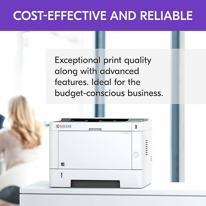 Kyocera 1102RY2US0 Model ECOSYS P2040dw Monochrome Network Laser Printer, 42 PPM B&W, Print Resolution 600 x 600 DPI Up to Fine 1200 DPI, Standard Wireless and Wi-Fi Direct Capability, 256 MB Memory