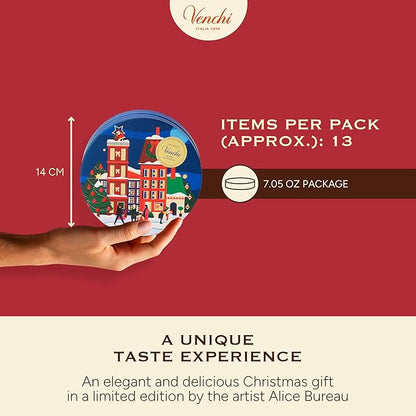 Venchi - Christmas Gift Box with Assorted Chocolates, Gianduiotto, Chocoviar 75% Extra Dark, Cremino, Limited Edition, Gluten-Free, No Colourings or Preservatives, Gift Idea