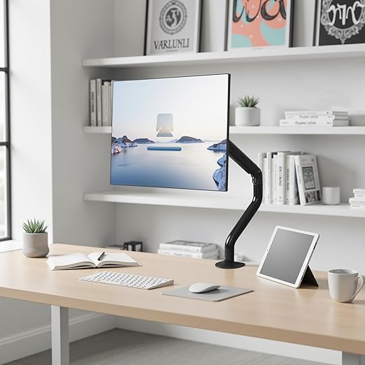 Lyngins Single Monitor Desk for 15 to 27 Inch Screens Computer Monitor Stand for Desk, Stand Up to 26.4lbs Monitor Wall Mount, VESA Mounting Holes 75 and 100mm, Black, Two Pack