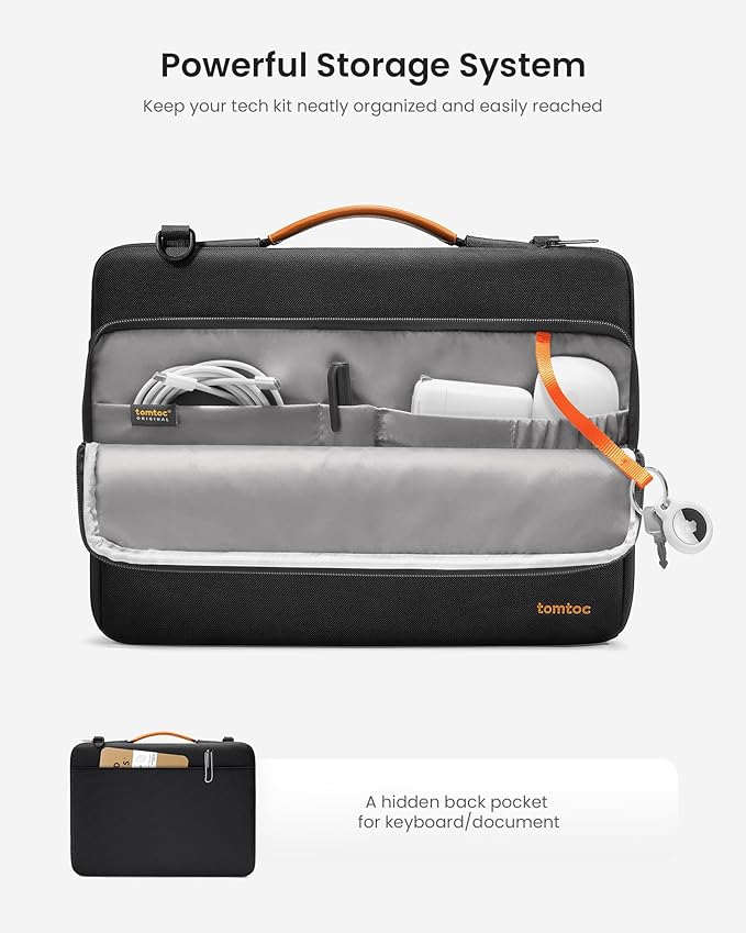 tomtoc 360 Protective Laptop Shoulder Bag for M4 MacBook Pro 16-inch M3/M2/M1 Pro/Max 2024-2019, The NEW RAZER BLADE 15/16, Dell Inspiron 16 Laptop, Water-Resistant Accessory Case