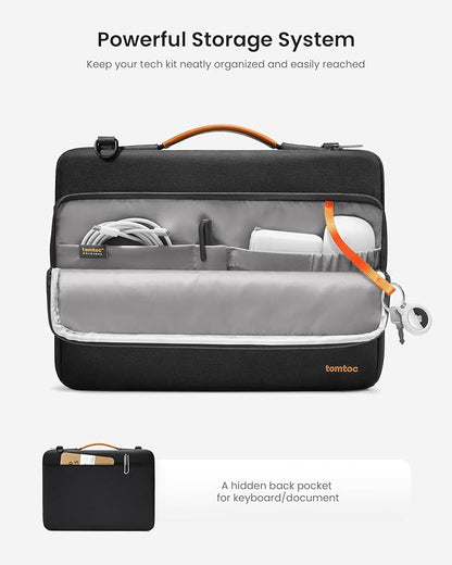 tomtoc 360 Protective Laptop Shoulder Bag for M4 MacBook Pro 16-inch M3/M2/M1 Pro/Max 2024-2019, The NEW RAZER BLADE 15/16, Dell Inspiron 16 Laptop, Water-Resistant Accessory Case