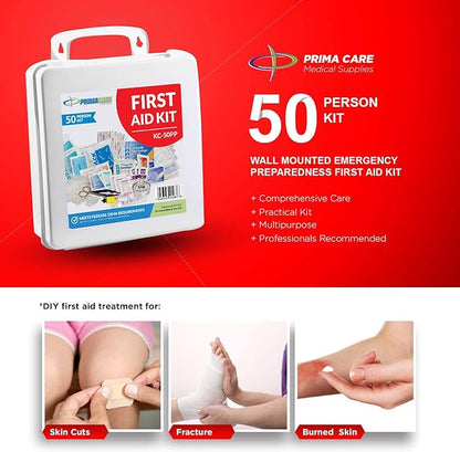 Primacare 50 Person Large Emergency Preparedness First Aid Kit for Home, School and Office, Wall Mounted