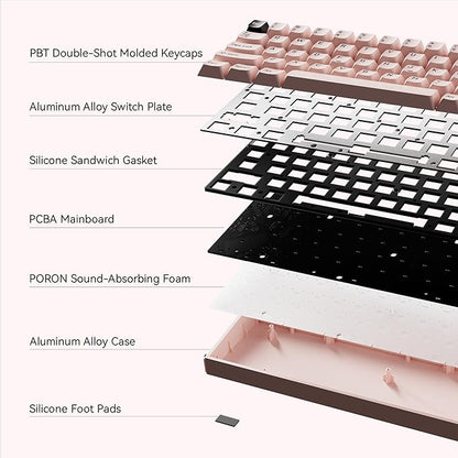 MelGeek MADE68 Pro Wired Keyboard, Hall Effect Magnetic Switch Gaming Keyboard, 65% Compact Rapid Trigger, Hot-Swappable, RGB Snap Tap & Adjustable Actuation, Online HIVE Custom (Pink)
