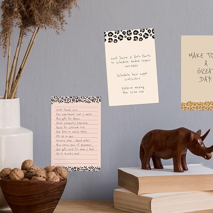 Modern Animal Print Sticky Notes / 4" x 6" Repositionable Sticky Note Pads/Five Unique Pattern Designs/Made in The USA