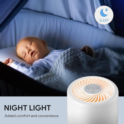 FULMINARE Air Purifiers for Bedroom H13 True HEPA Air Filter Quiet Air Cleaner With Night Light Portable Small Air Purifier for Home, Office, Living Room (White 2 Pack)