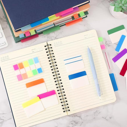 EUSOAR Sticky Tabs, 480 Pcs Multi-Colored Page Markers Sticky Tabs Transparent Self Adhesive Stickers, Repositionable Book Flags Strip Note Index Tab for Annotating Books Classify File Binders